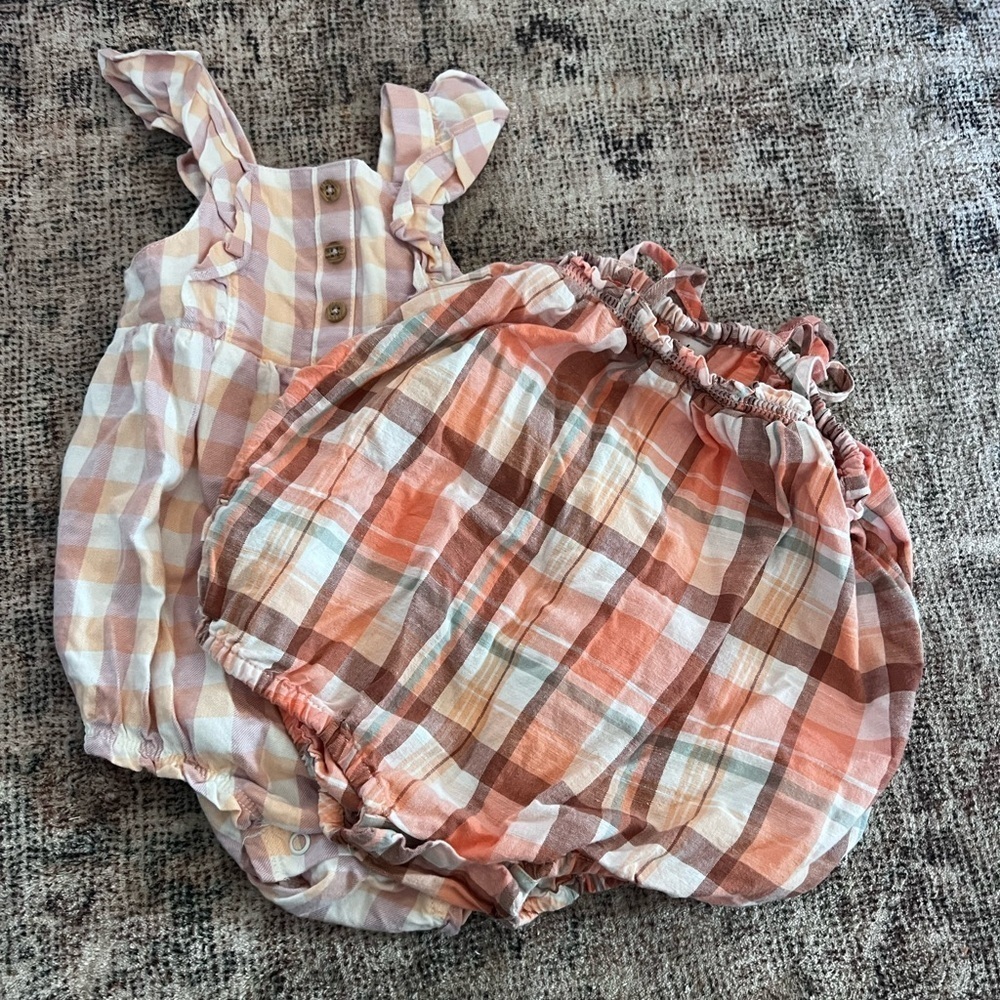 Plaid Kids Romper Set 12 Months